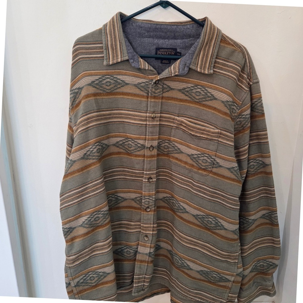 Vintage Pendleton Flannel Shirt XXL Southwestern Geometric Cotton Button Up